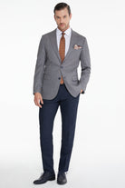 Slim Fit Gray - Burgundy Peak Lapel Wool Blend Casual Suit