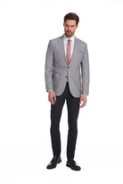 Slim Fit Gray Peak Lapel Casual Blazer - SAYKI