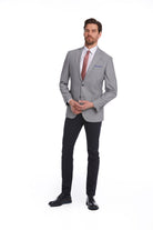 Slim Fit Gray Peak Lapel Casual Blazer - SAYKI