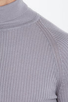 Slim Fit Gray Turtleneck Sweater - SAYKI