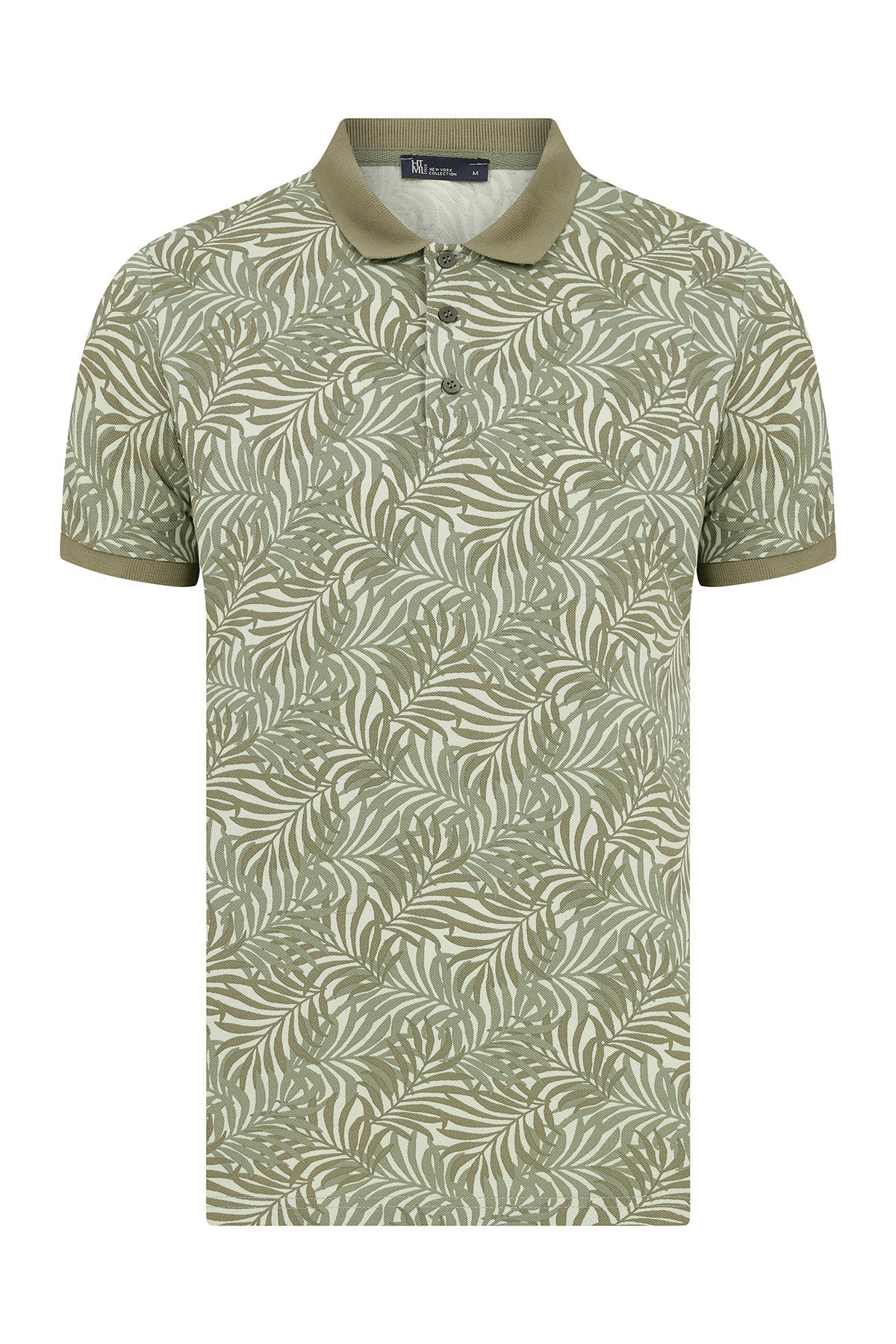 Slim Fit Green Printed Cotton Polo T-Shirt - MIB