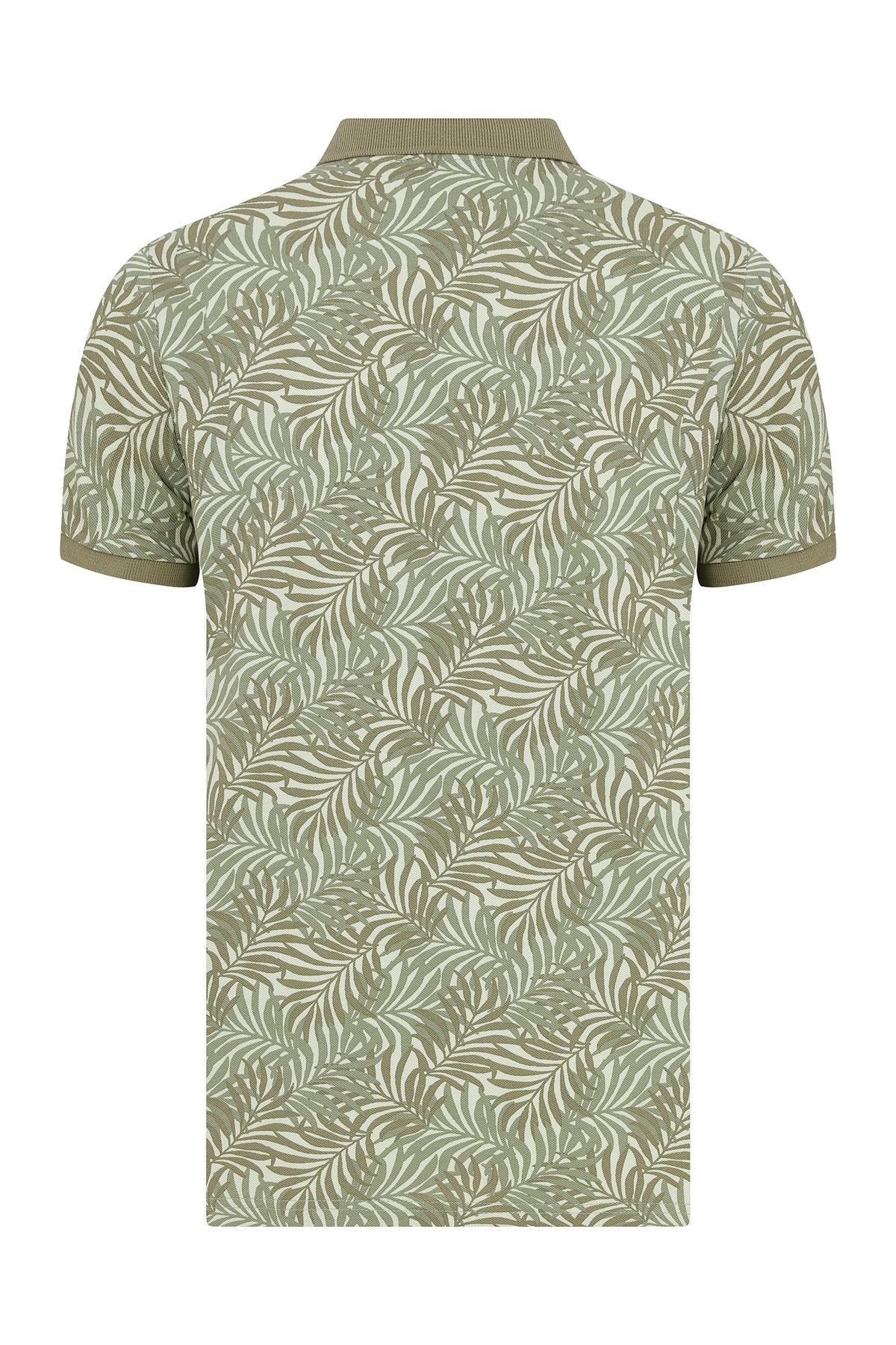 Slim Fit Green Printed Cotton Polo T-Shirt - MIB