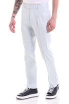 Slim Fit Ice Blue High Waist Linen Dress Pants - MIB