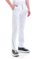 Slim Fit Ice Blue High Waist Linen Dress Pants - MIB