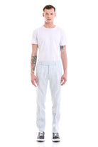 Slim Fit Ice Blue High Waist Linen Dress Pants - MIB