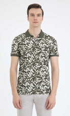 Slim Fit Khaki - Beige Printed Cotton Polo T-Shirt - MIB