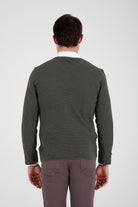 Slim Fit Khaki Cotton Blend V-Neck Sweater - SAYKI