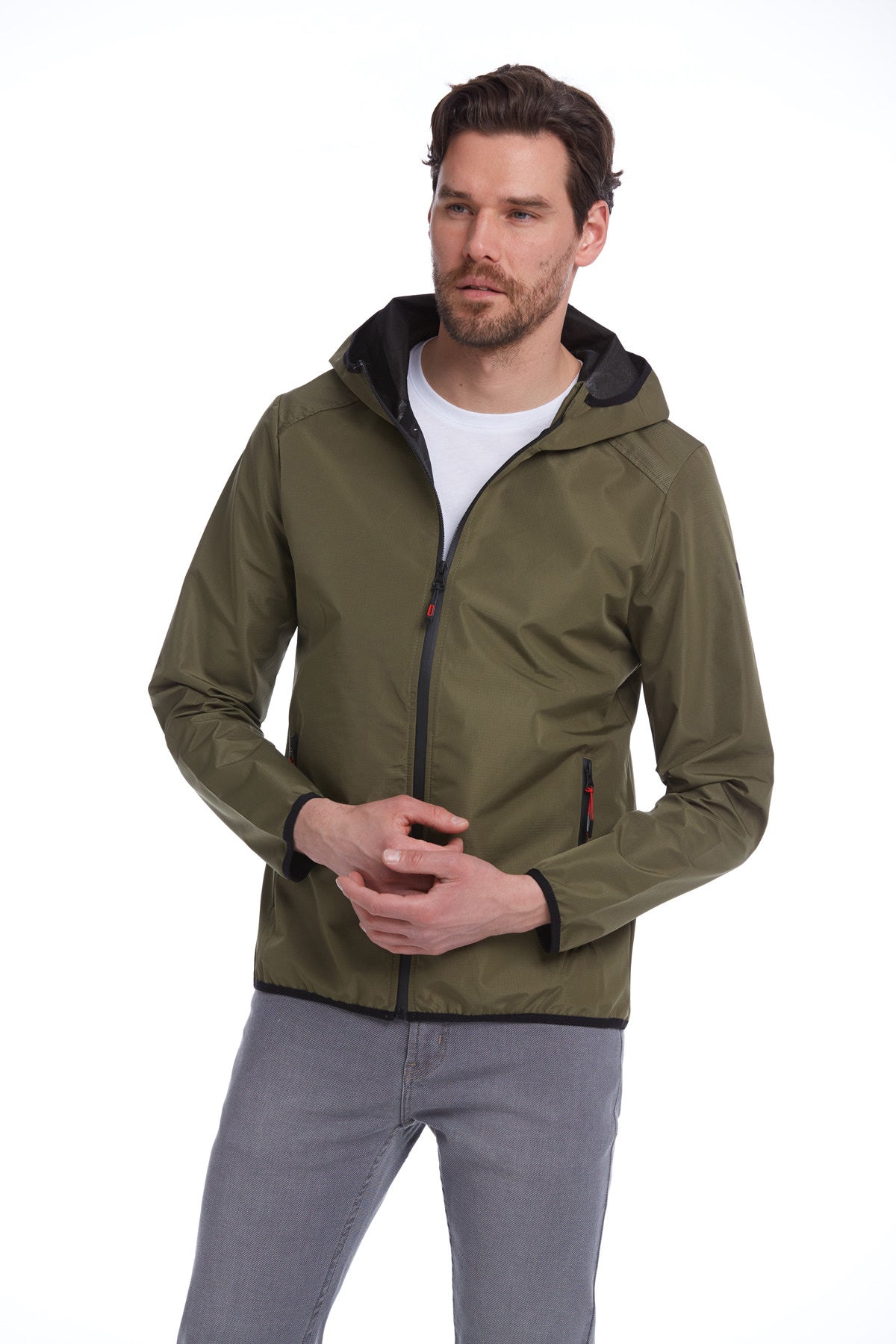 Slim Fit Khaki Seasonal Hooded Coat - MIB