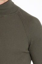 Slim Fit Khaki Turtleneck Sweater - SAYKI