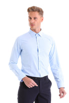 Slim Fit Light Blue Cotton Blend Dress Shirt - MIB