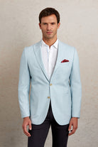 Slim Fit Light Blue Peak Lapel Casual Blazer - SAYKI