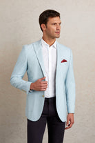 Slim Fit Light Blue Peak Lapel Casual Blazer - SAYKI