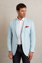 Slim Fit Light Blue Peak Lapel Casual Blazer - SAYKI