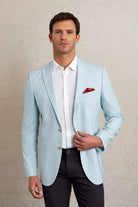 Slim Fit Light Blue Peak Lapel Casual Blazer - SAYKI