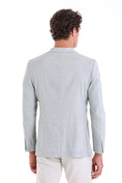 Slim Fit Light Green Peak Lapel Linen Casual Blazer - SAYKI