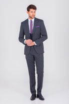 Slim Fit Light Navy Wool Blend Casual Suit with Vest - MIB