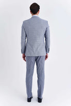 Slim Fit Light Navy Wool & Cotton Casual Suit with Vest