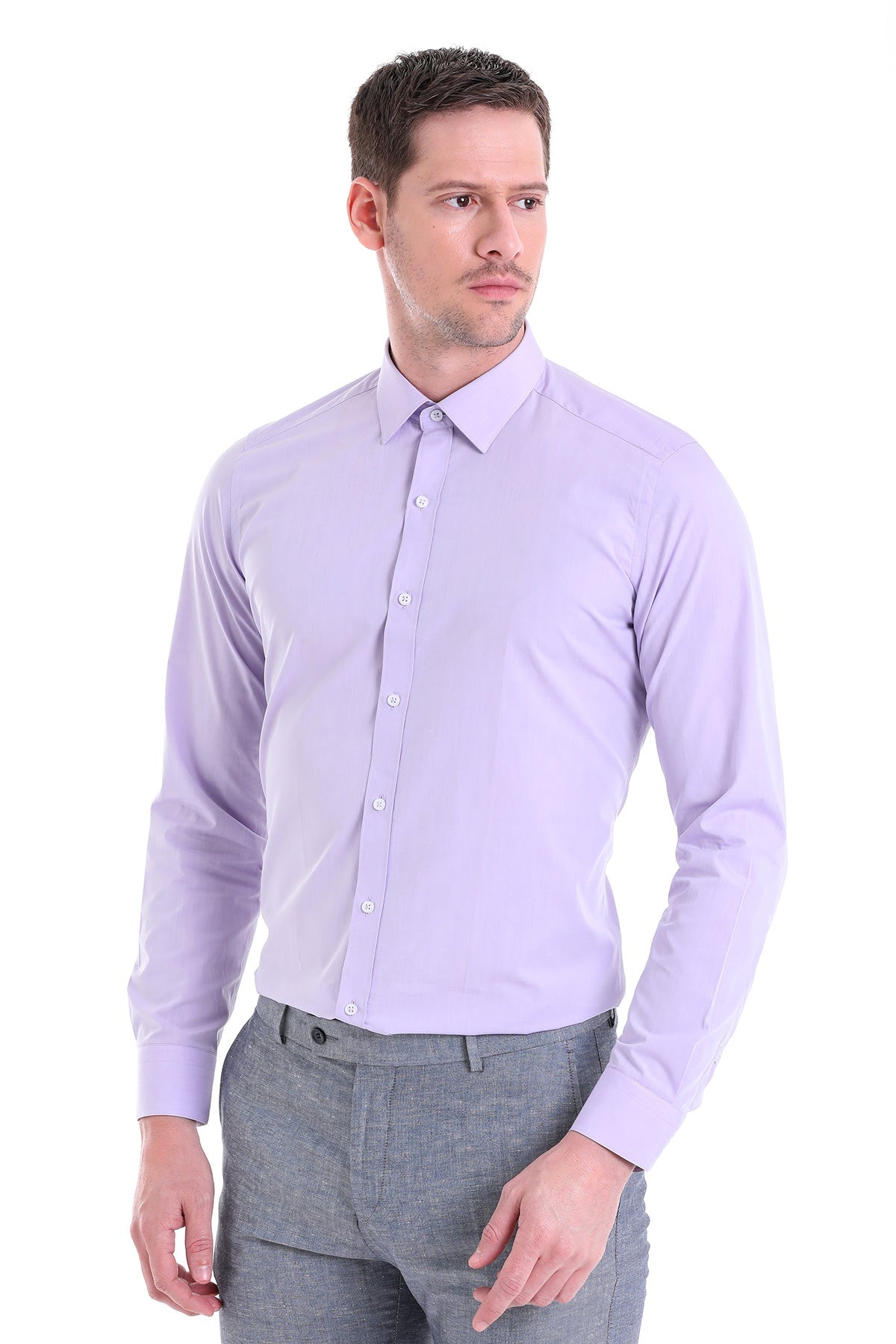 Slim Fit Lilac Cotton Dress Shirt - MIB