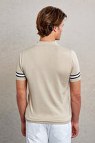 Slim Fit Linen V-Neck Polo T-Shirt - MIB