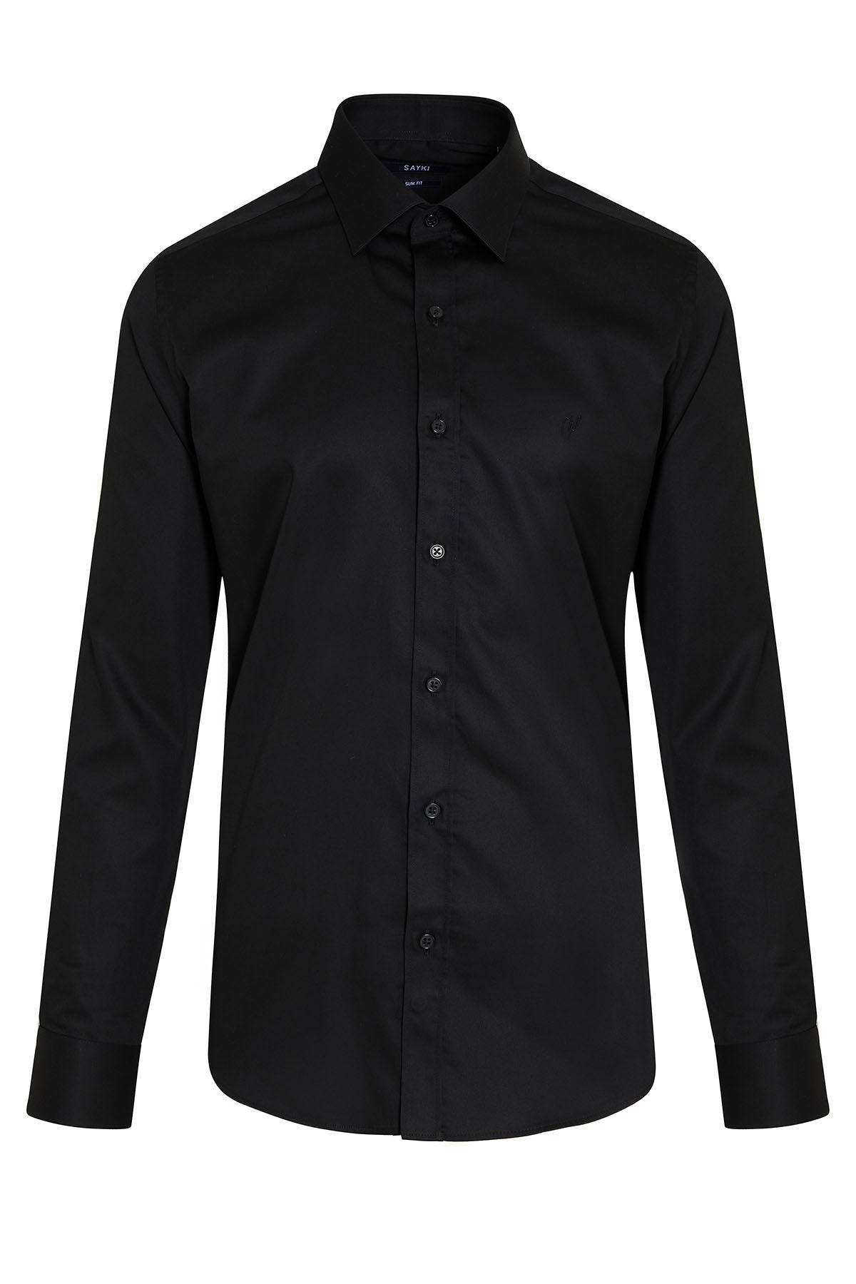 Slim Fit Long Sleeve 100% Cotton Black Dress Shirt - MIB