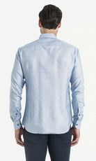 Slim Fit Long Sleeve 100% Cotton Blue Casual Shirt - MIB