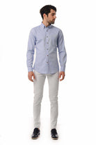 Slim Fit Long Sleeve 100% Cotton Light Blue Casual Shirt