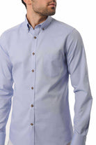 Slim Fit Long Sleeve 100% Cotton Light Blue Casual Shirt