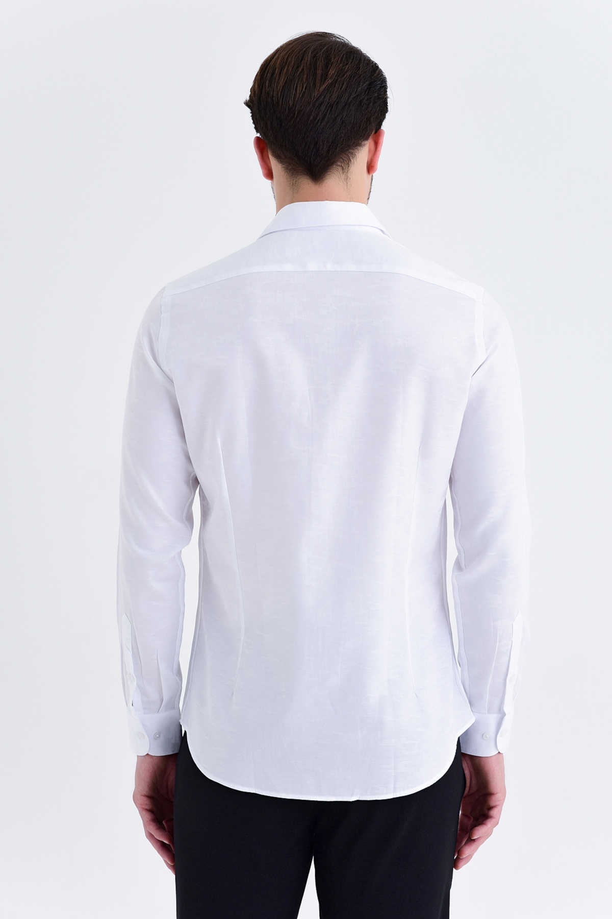 Slim Fit Long Sleeve 100% Cotton White Casual Shirt - MIB