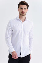 Slim Fit Long Sleeve 100% Cotton White Casual Shirt - MIB