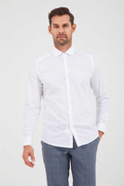 Slim Fit Long Sleeve 100% Cotton White Dress Shirt - MIB