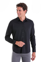 Slim Fit Long Sleeve Black Casual Shirt - MIB