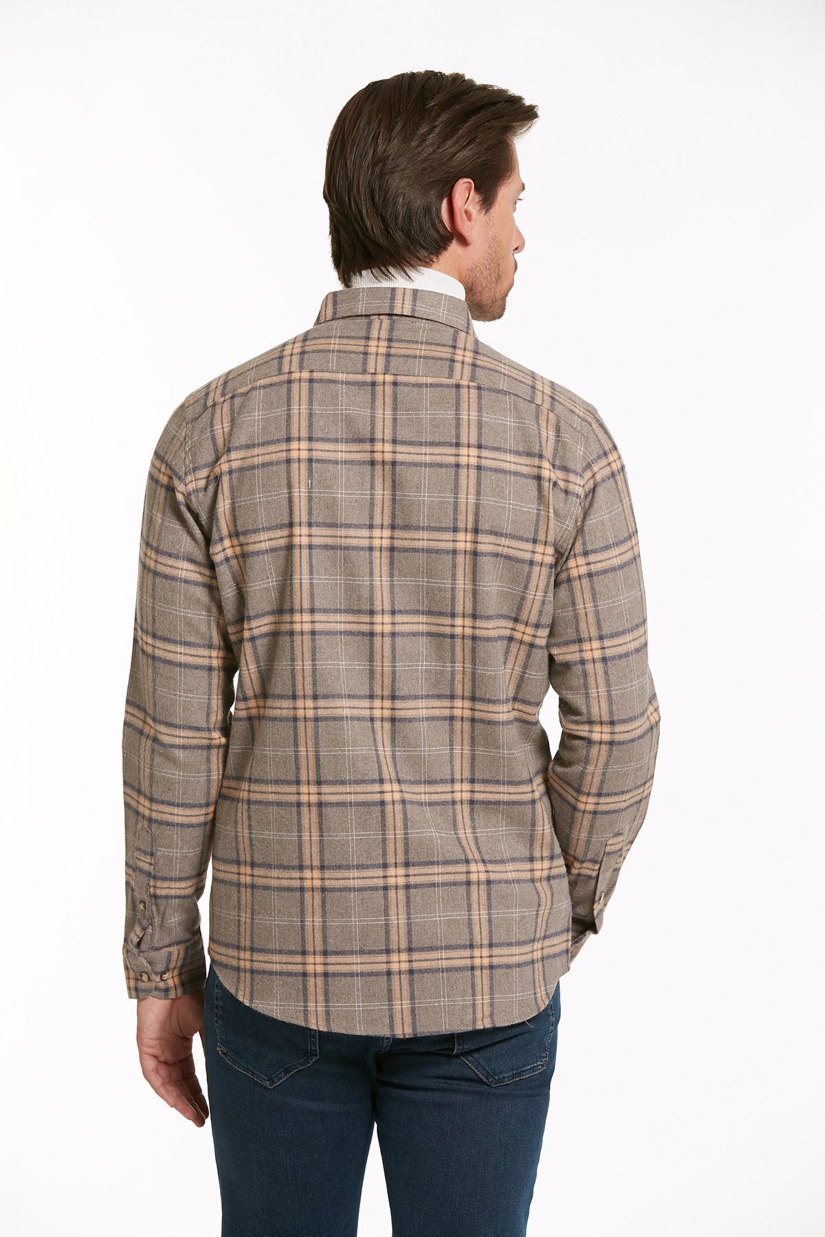 Slim Fit Long Sleeve Checked Cotton Blend Casual Shirt