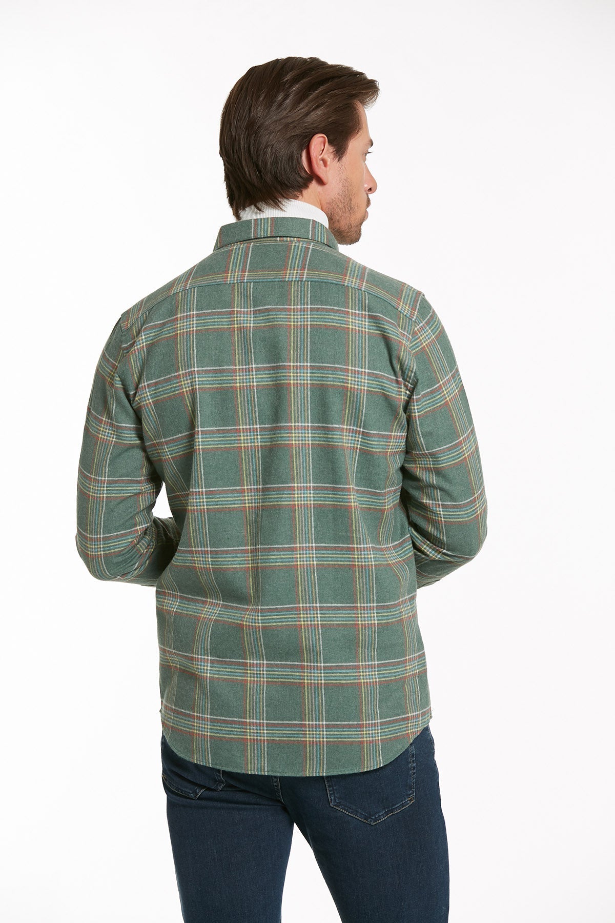 Slim Fit Long Sleeve Checked Cotton Blend Casual Shirt