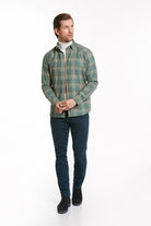 Slim Fit Long Sleeve Checked Cotton Blend Casual Shirt