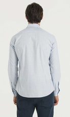 Slim Fit Long Sleeve Checked Cotton Dress Shirt Blue K.