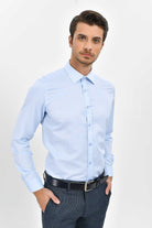 Slim Fit Long Sleeve Cotton Blend Blue Dress Shirt - MIB