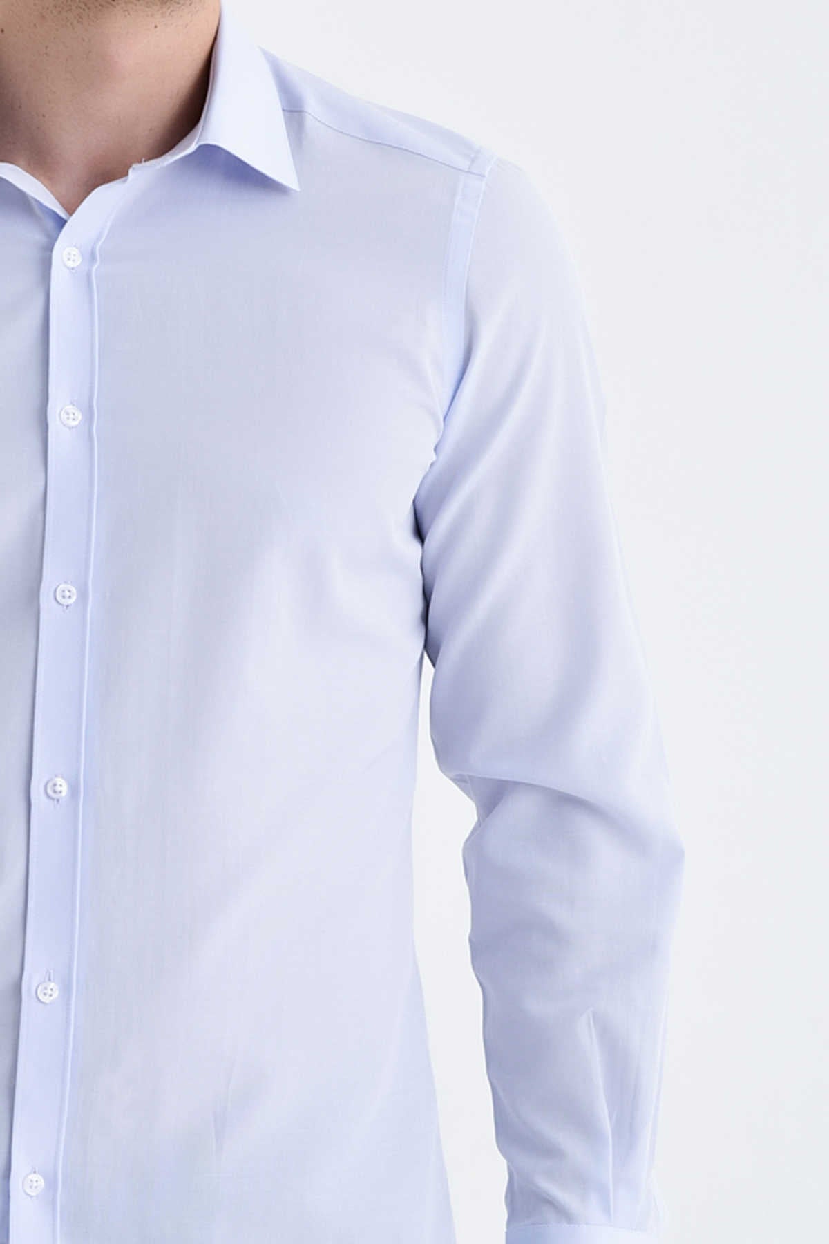 Slim Fit Long Sleeve Cotton Blend Ice Blue Dress Shirt - MIB