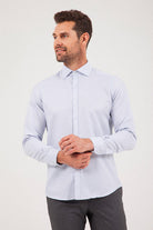 Slim Fit Long Sleeve Cotton Blend Navy Dress Shirt - MIB