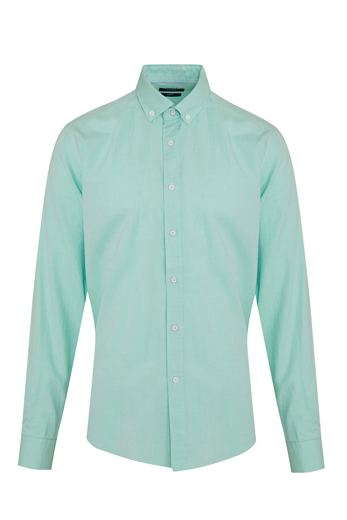 Slim Fit Long Sleeve Cotton Green Water Casual Shirt - MIB