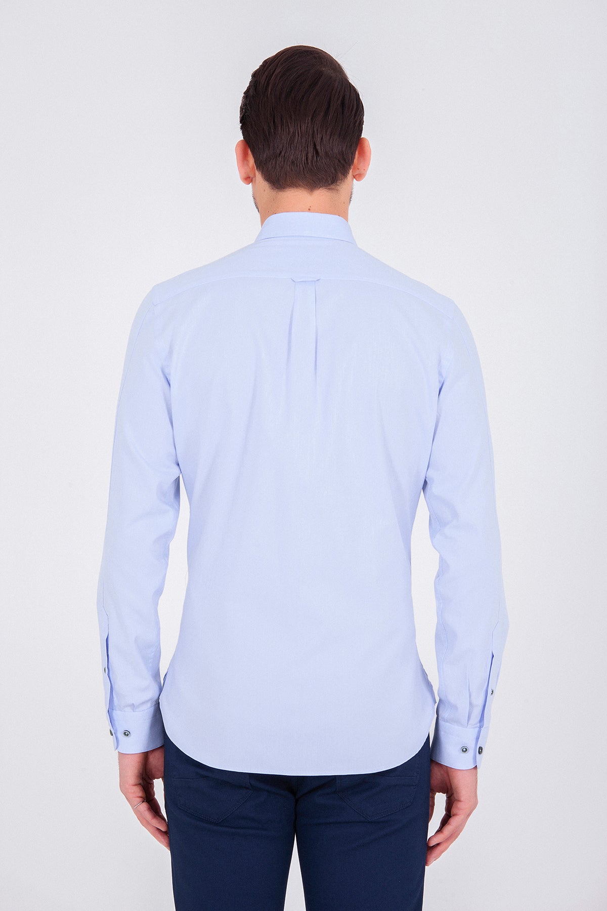 Slim Fit Long Sleeve Cotton Ice Blue Casual Shirt - MIB