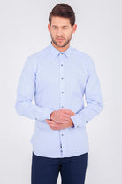 Slim Fit Long Sleeve Cotton Ice Blue Casual Shirt - MIB