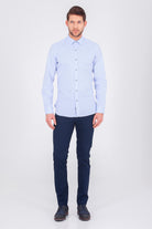 Slim Fit Long Sleeve Cotton Ice Blue Casual Shirt - MIB