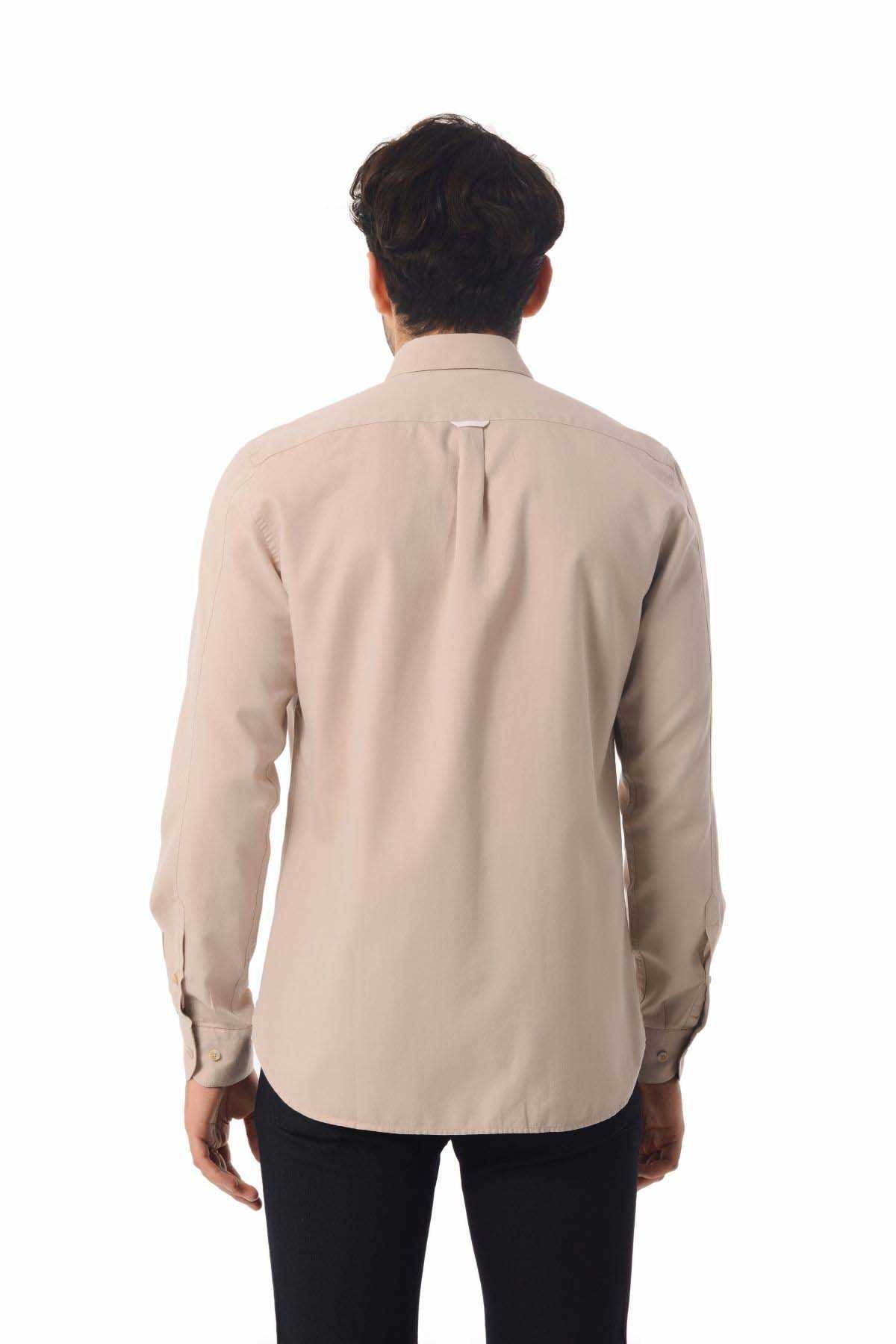 Slim Fit Long Sleeve Cotton Light Brown Casual Shirt - MIB