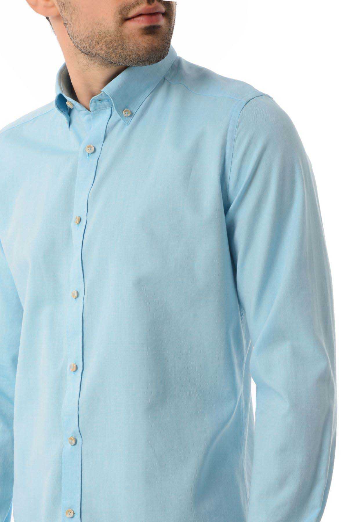 Slim Fit Long Sleeve Cotton Mint Casual Shirt - MIB