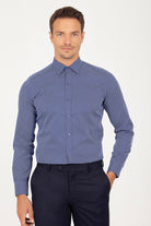 Slim Fit Long Sleeve Cotton Navy Dress Shirt - MIB