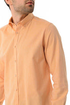 Slim Fit Long Sleeve Cotton Orange Casual Shirt - MIB