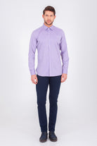 Slim Fit Long Sleeve Cotton Purple Casual Shirt - MIB