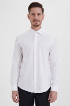 Slim Fit Long Sleeve Cotton White Casual Shirt - MIB