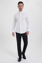 Slim Fit Long Sleeve Cotton White Casual Shirt - MIB