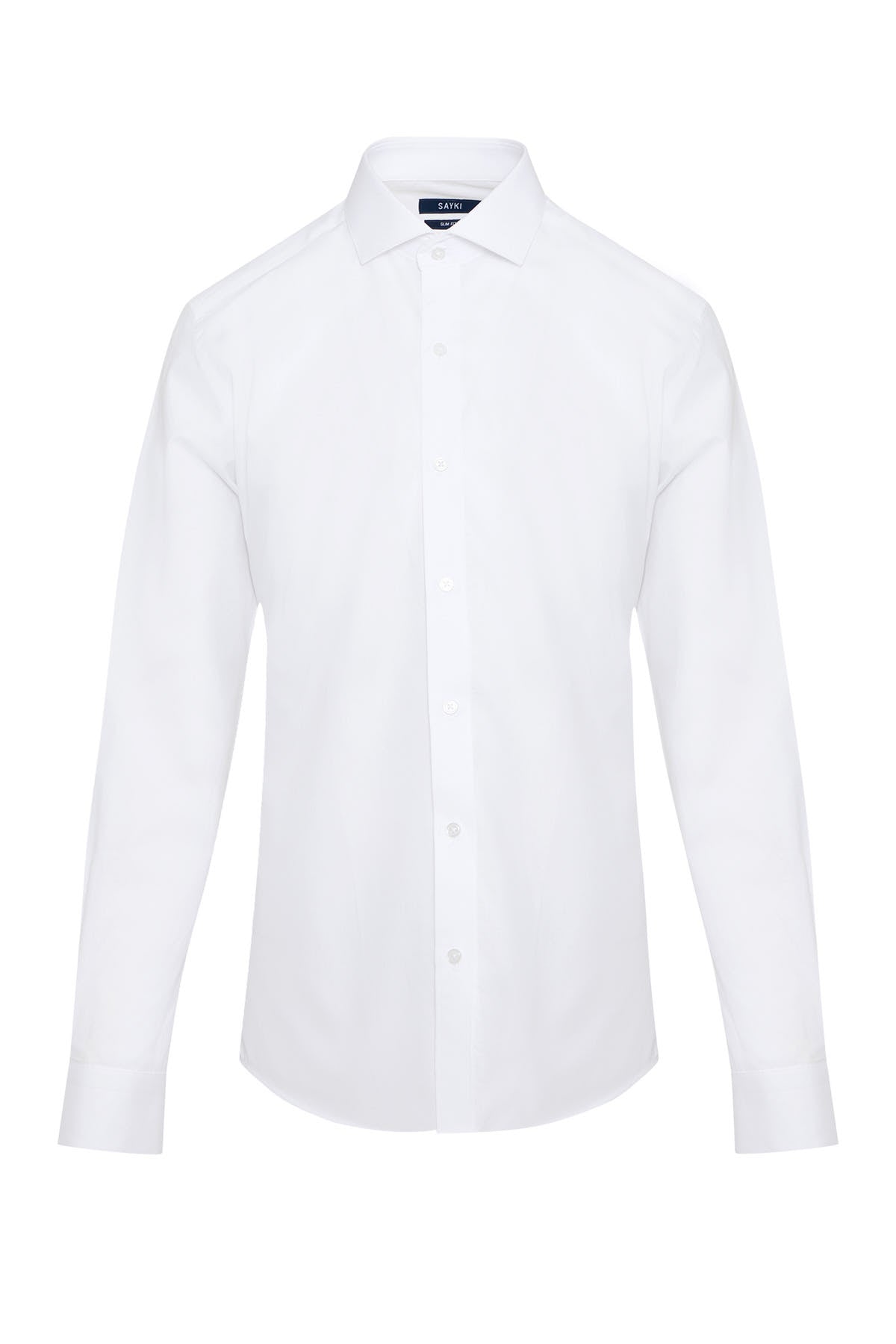 Slim Fit Long Sleeve Cotton White Dress Shirt - MIB